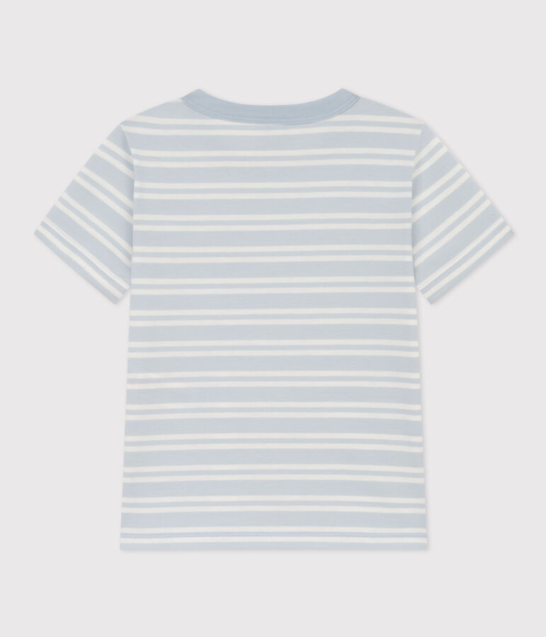Camiseta de algod&oacute;n a rayas para ni&ntilde;o azul/blanco