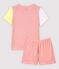 Pijama corto mil rayas de colores de niña de algodón azul JASMIN/blanco MULTICO