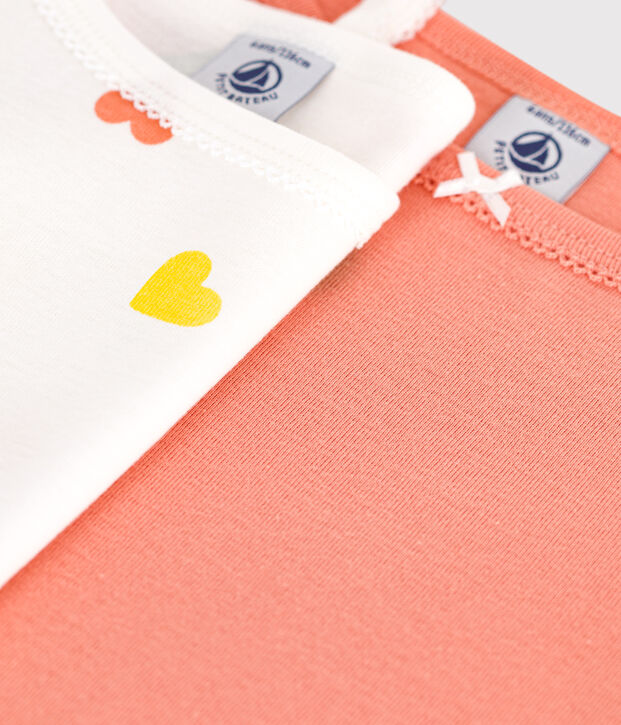 Juego de 2 camisetas infantiles sin mangas de algod&oacute;n con estampado de corazones multicolor