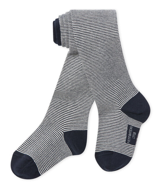 Leotardos para niña en jersey azul SMOKING/blanco MARSHMALLOW