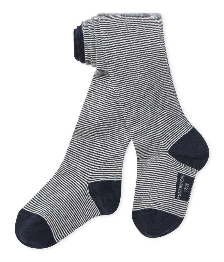 Leotardos para ni&ntilde;a en jersey azul/blanco