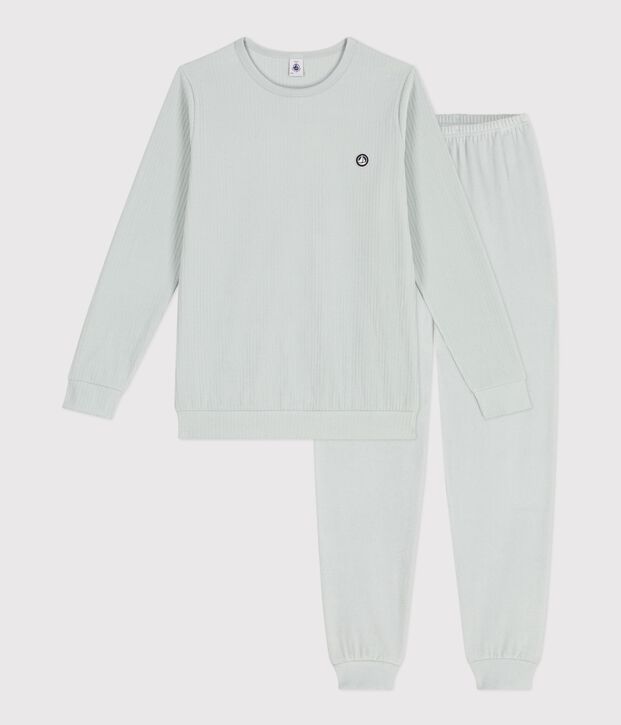 Pijama infantil de terciopelo liso azul