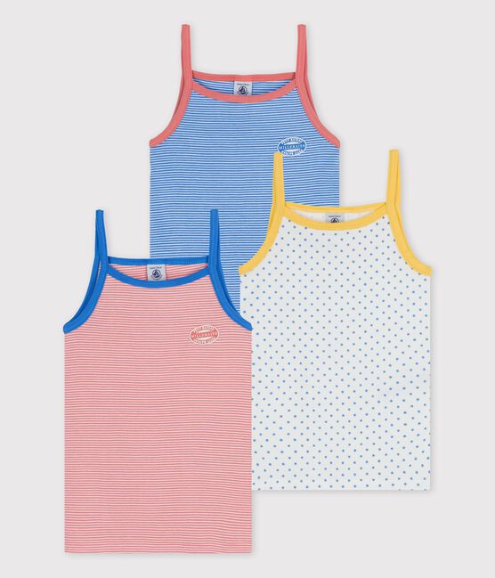 Juego de 3 camisas de tirantes milrayas de algodón orgánico de niña variante 1