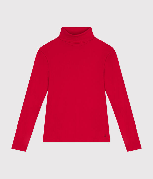 Camiseta Iconique de cuello vuelto de algod&oacute;n para mujer rojo