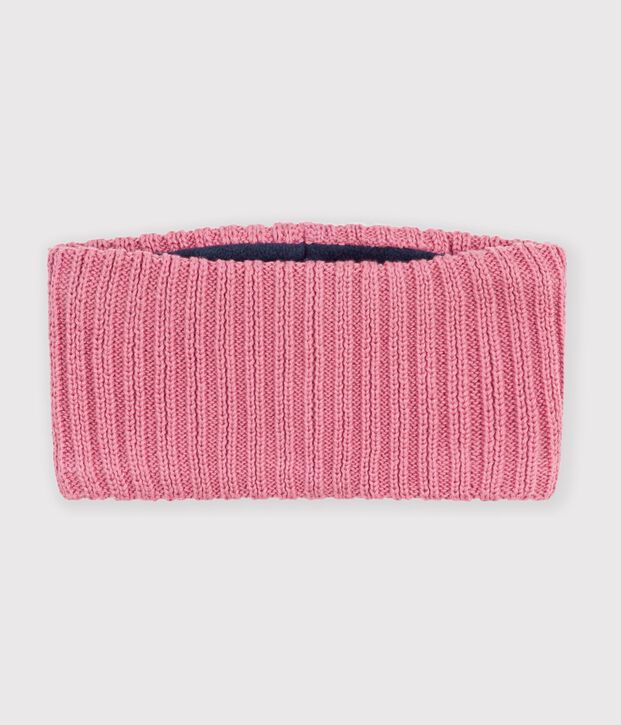 Braga de cuello lisa de punto tricotado con forro polar para beb&eacute; rosa