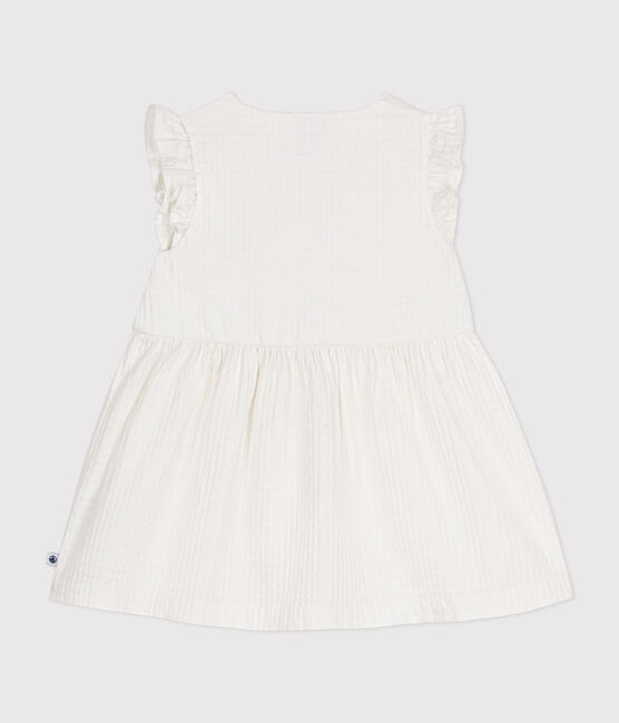 Vestido sin mangas de algodón façonné para bebé blanco MARSHMALLOW