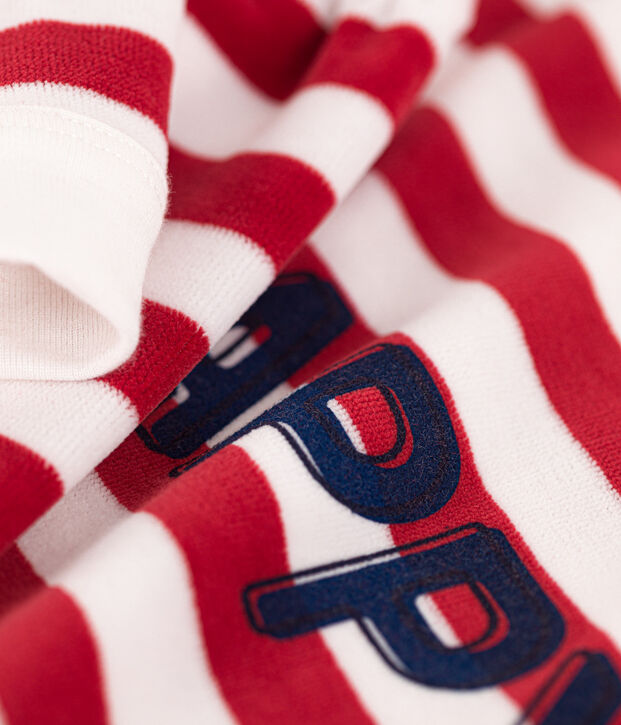 Pijama de terciopelo a rayas para ni&ntilde;o/ni&ntilde;a rojo/blanco