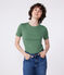 Camiseta de lino de manga corta para mujer verde PALMERAIE