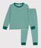 Pijama infantil de t&uacute;bico a rayas verde/beige