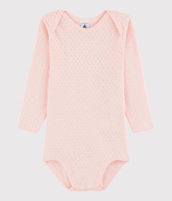 Bodi de manga larga de bebé niña rosa MINOIS/blanco MARSHMALLOW