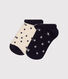 Juego de 2 pares de calcetines de punto de algodón con estrellas para niños