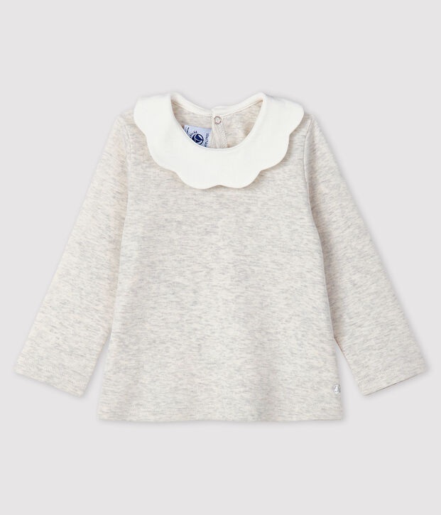 Blusa de manga larga para beb&eacute; ni&ntilde;a beige