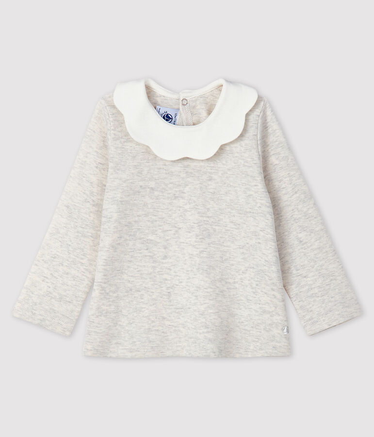 Blusa de manga larga para beb&eacute; ni&ntilde;a beige MONTELIMAR CHINE