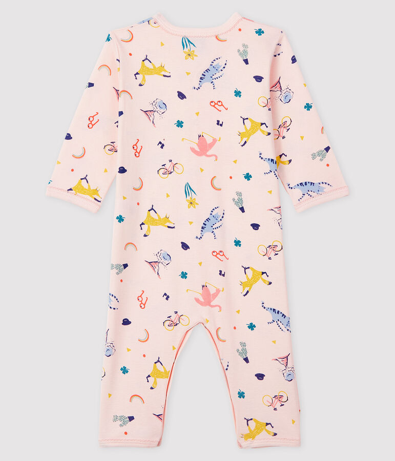 Pelele sin pies de punto acanalado para beb&eacute; ni&ntilde;a rosa/multicolor