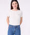 Camiseta icónica de mujer con cuello almirante de algodón  blanco ECUME