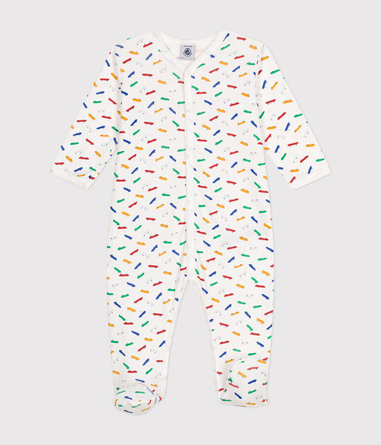 Pijama de algod&oacute;n con estampado de monopat&iacute;n para beb&eacute; blanco/multicolor