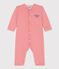Pijama sin pies de algodón milrayas para bebé naranja ABRICOT/ MARSHMALLOW