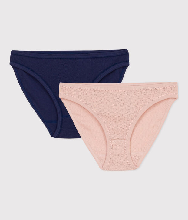 Juego de 2 braguitas de algod&oacute;n calado para mujer multicolor