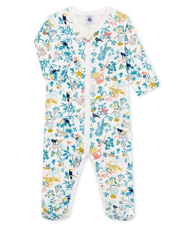 Pelele de punto para beb&eacute; ni&ntilde;a blanco/multicolor