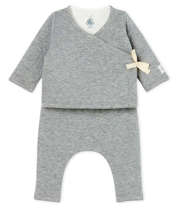 Conjunto de dos piezas para beb&eacute; de t&uacute;bico acolchado gris