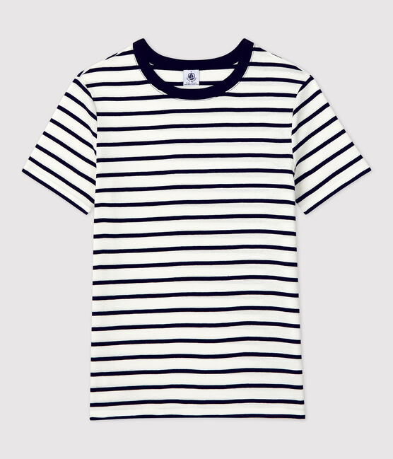 Camiseta LA ICONICA de algodón con cuello redondo para mujer blanco MARSHMALLOW/azul SMOKING