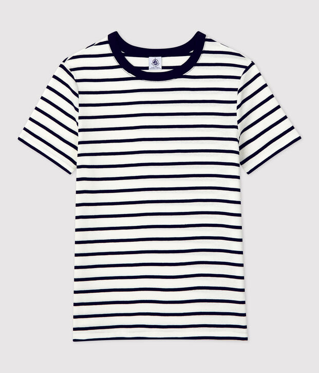 Camiseta LA ICONICA de algod&oacute;n con cuello redondo para mujer blanco/azul