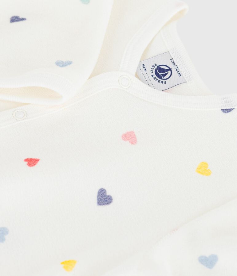 Pijama de terciopelo con estampado de corazones para beb&eacute; blanco/multicolor