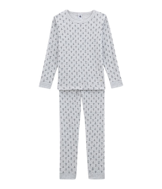 Pijama para niño de corte ajustado gris POUSSIERE/azul MEDIEVAL