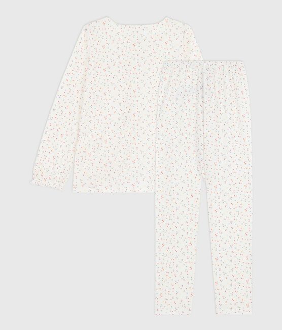 Pijama infantil de algodón con estampado de lunares blanco MARSHMALLOW/blanco MULTICO