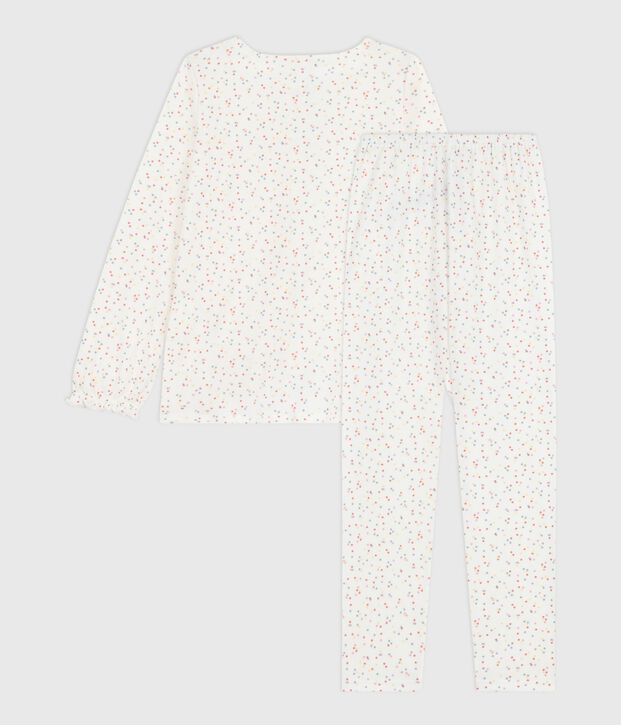 Pijama infantil de algod&oacute;n con estampado de lunares blanco/multicolor