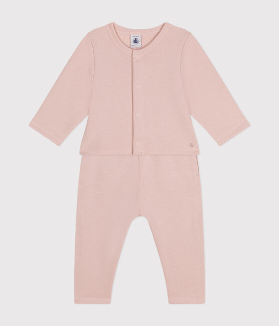 Conjunto de cárdigan y pantalón de muletón para bebé rosa SALINE