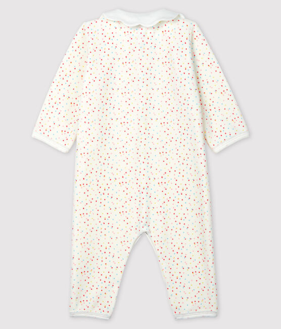 Pijama enterizo sin pies con lunares de bebé niña de algodón ecológico blanco MARSHMALLOW/blanco MULTICO