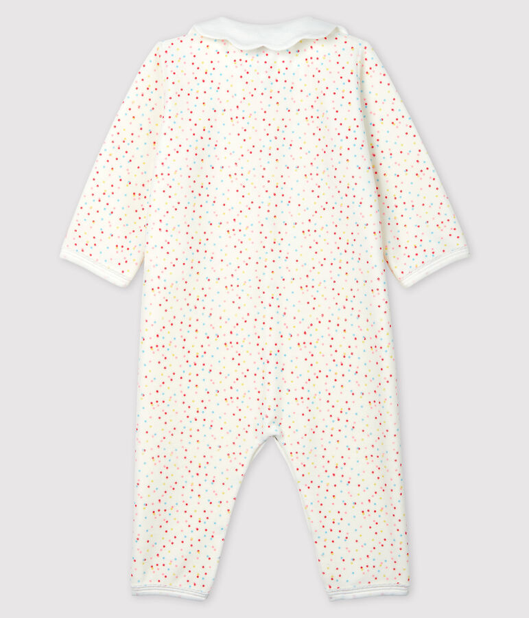 Pijama enterizo sin pies con lunares de beb&eacute; ni&ntilde;a de algod&oacute;n ecol&oacute;gico blanco/multicolor
