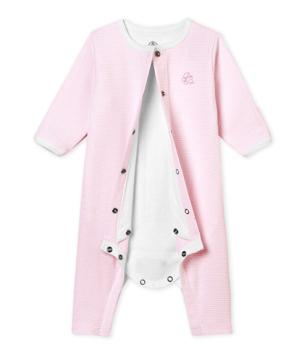 El Bodi pijama beb&eacute; mixto rosa/blanco