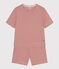 Pijama con pantalón corto y camiseta de algodón a rayas para mujer FAMEUX/ MARSHMALLOW