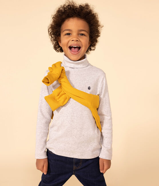 Prenda de cuello cisne de algodón de niña/niño gris FUMEE CHINE