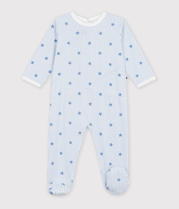 Pijama de mulet&oacute;n para beb&eacute; con abertura trasera y estampado de estrellas blanco/multicolor