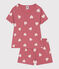 Pijama corto infantil de algodón con corazones rosa ROSEWOOD/ MARSHMALLOW