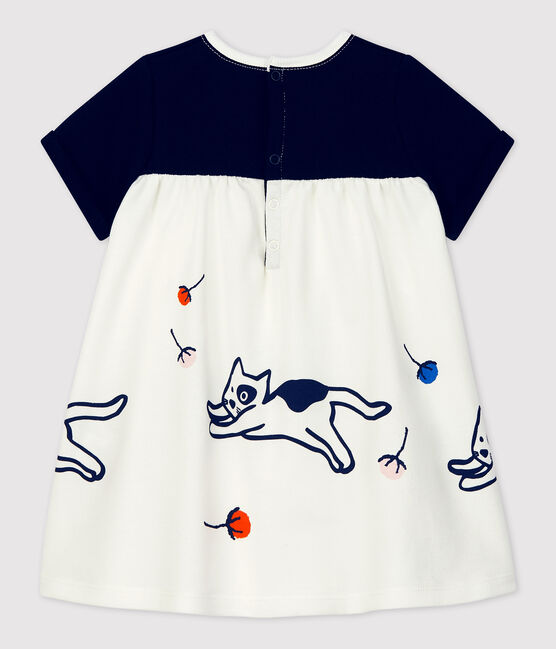 Vestido de muletón de bebé. blanco MARSHMALLOW/azul SMOKING