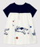 Vestido de muletón de bebé. blanco MARSHMALLOW/azul SMOKING