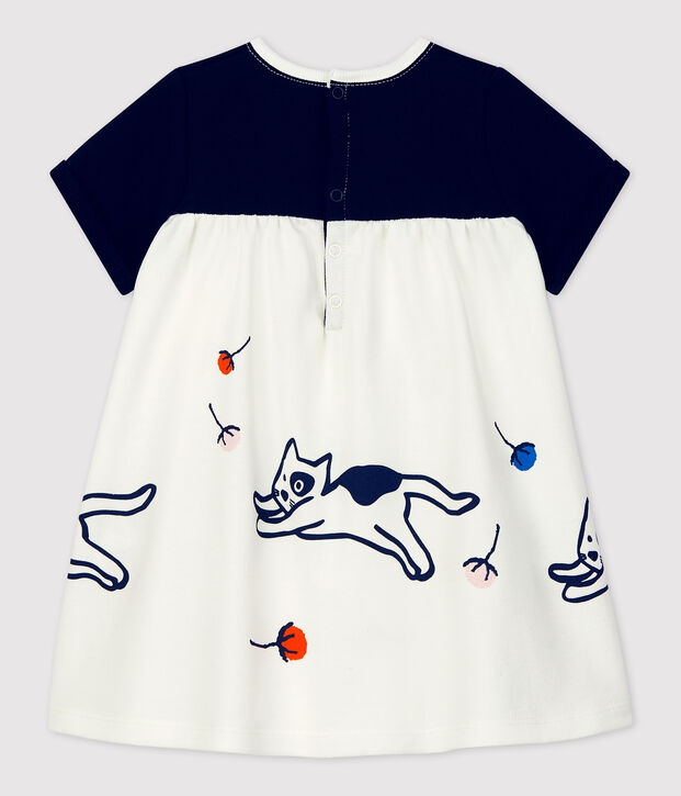 Vestido de mulet&oacute;n de beb&eacute;. blanco/azul