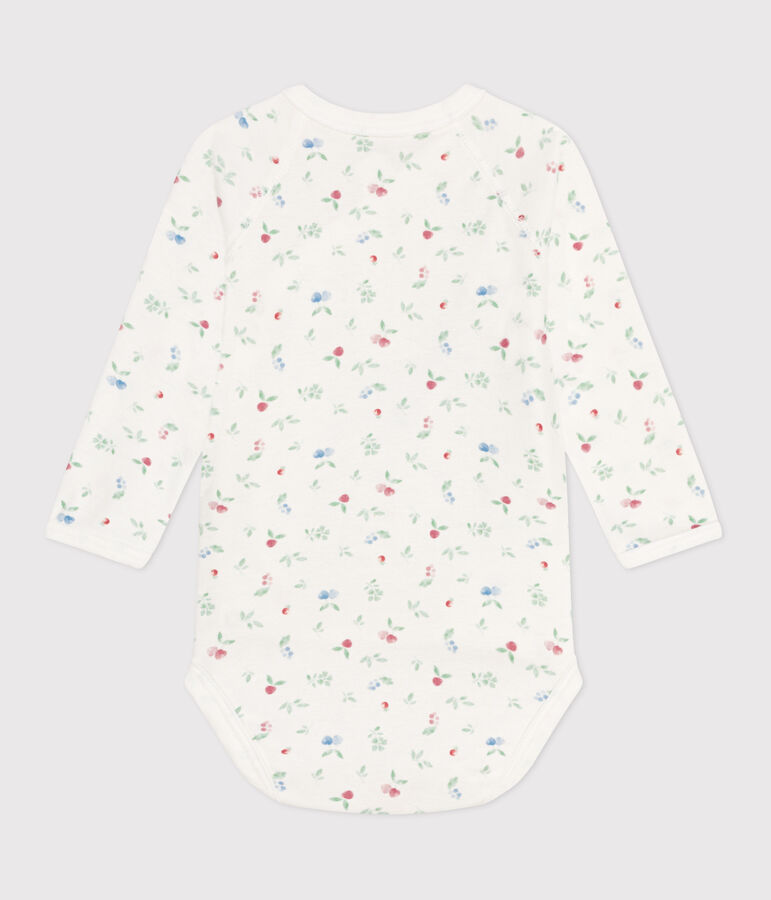 Body cruzado de manga larga de algod&oacute;n para beb&eacute; blanco/multicolor