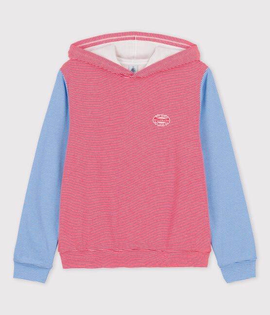 Sudadera con capucha de algodón ORGÁNICO de mujer rojo PEPS/blanco MARSHMALLOW