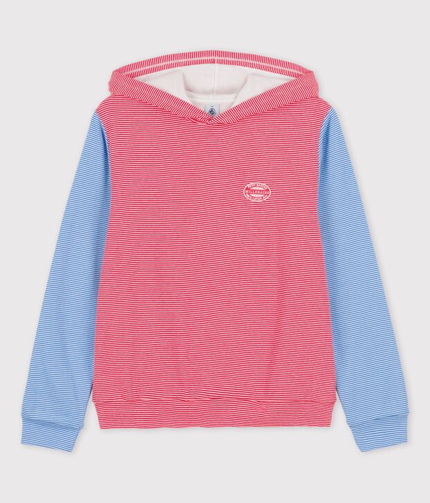 Sudadera con capucha de algod&oacute;n ORG&Aacute;NICO de mujer rojo/blanco