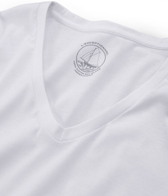 Camiseta manga larga de algodón Sea Island para mujer blanco ECUME