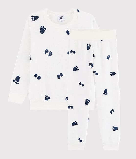 Pijama de niño pequeño de polar blanco MARSHMALLOW/azul MEDIEVAL CN