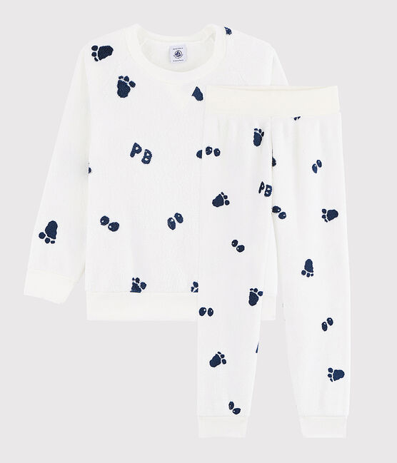 Pijama de niño pequeño de polar blanco MARSHMALLOW/azul MEDIEVAL CN