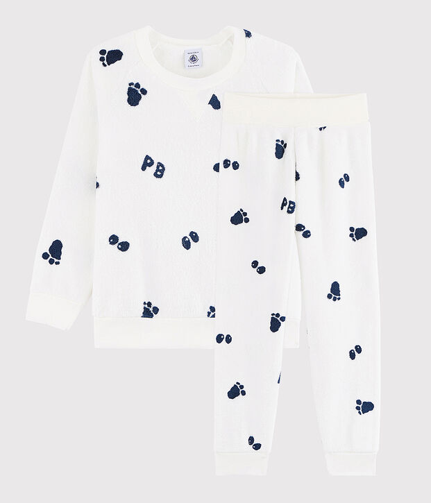 Pijama de ni&ntilde;o peque&ntilde;o de polar blanco/azul