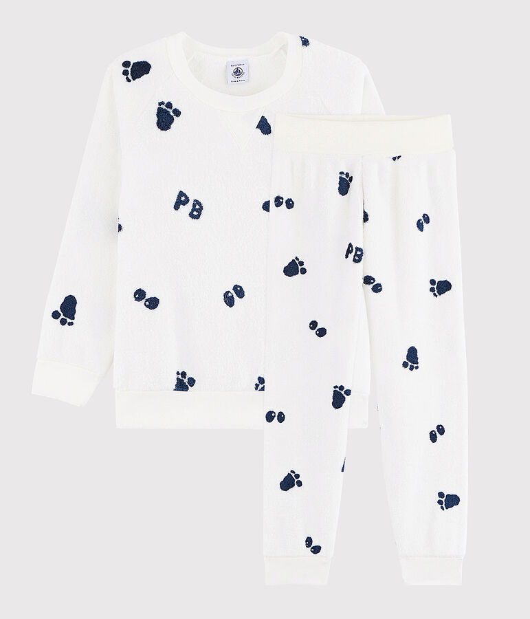Pijama de ni&ntilde;o peque&ntilde;o de polar blanco/azul