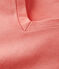 Camiseta RECTA con cuello de pico de algodón orgánico de mujer rosa PAPAYE